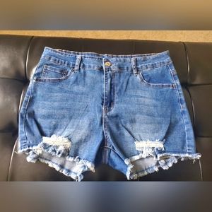 Denim short with fray detail - nwt, size large.